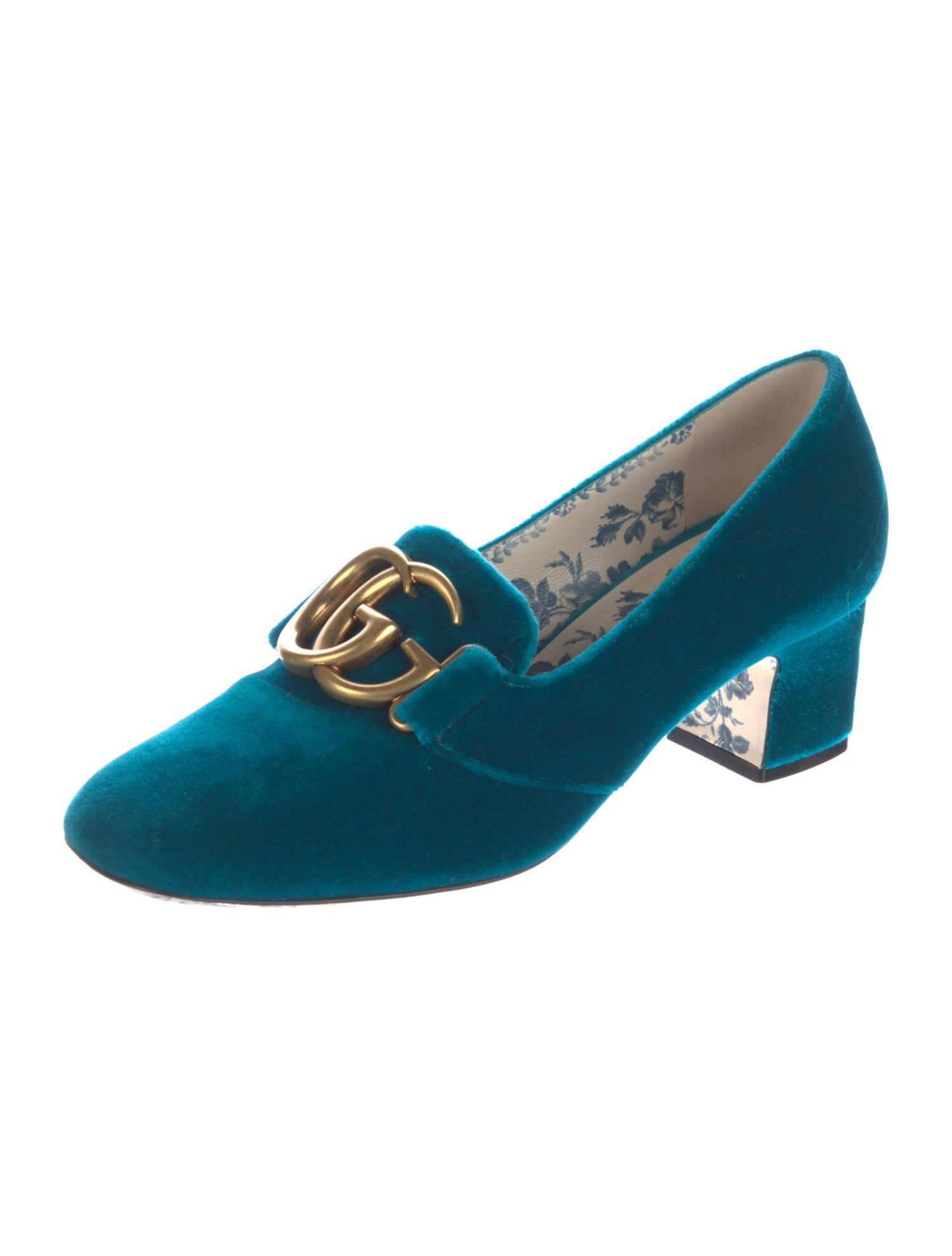 Gucci Double G Logo Velvet Pumps